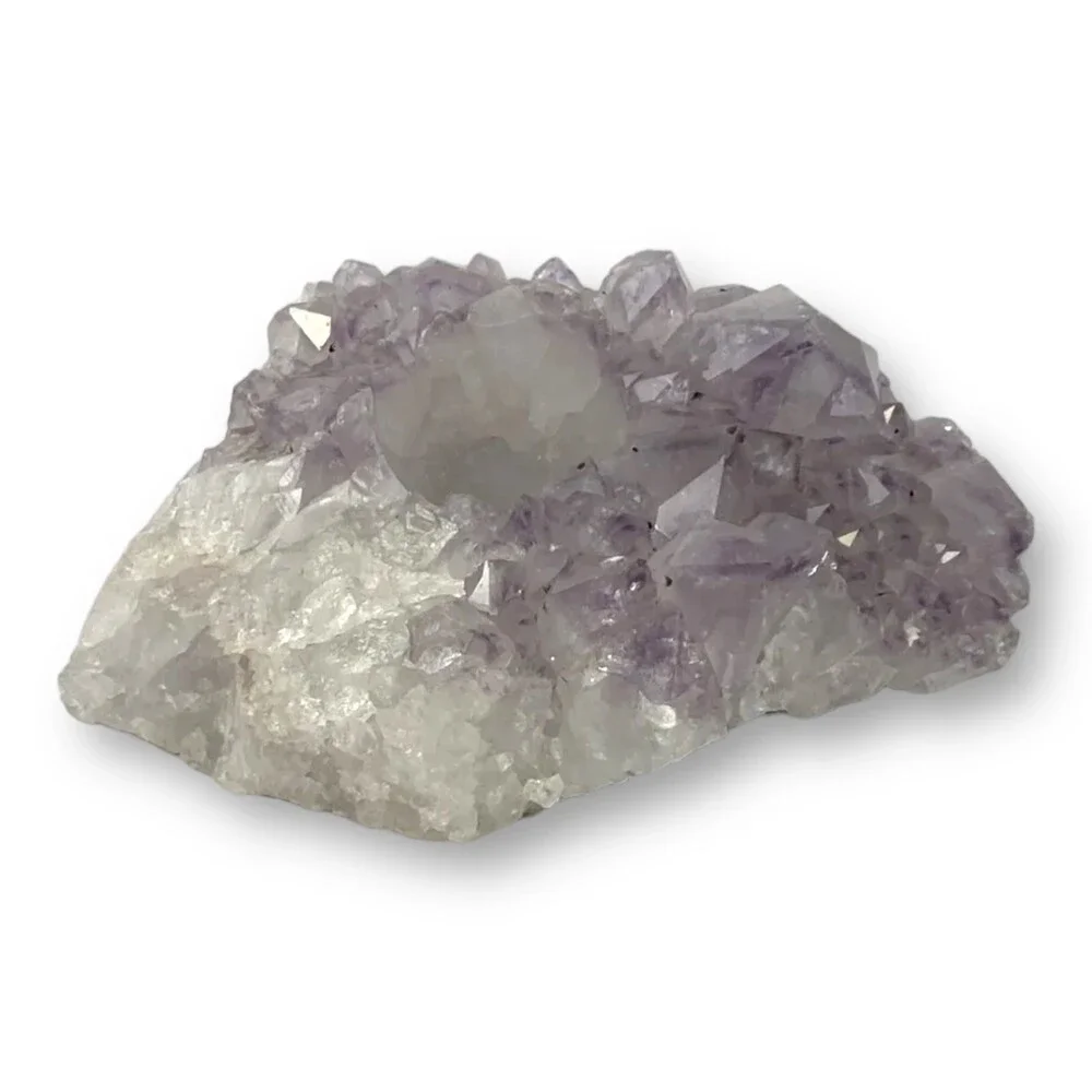2.88 LB Natural Rough Raw Amethyst Crystal Cluster Reiki Tea Light Candle Holder